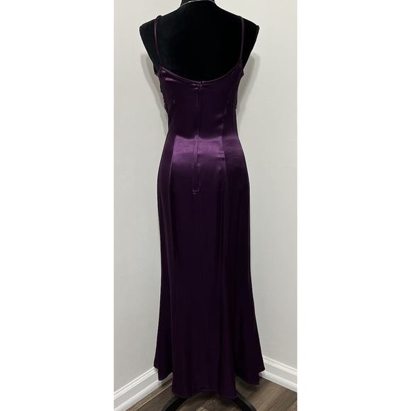 90s Jessica McClintock Gunne Sax Maxi Satin Prom Dress Plum Purple 7/8 Y2K VTG - Picture 6 of 14